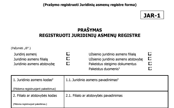 Juridinio asmens registracija